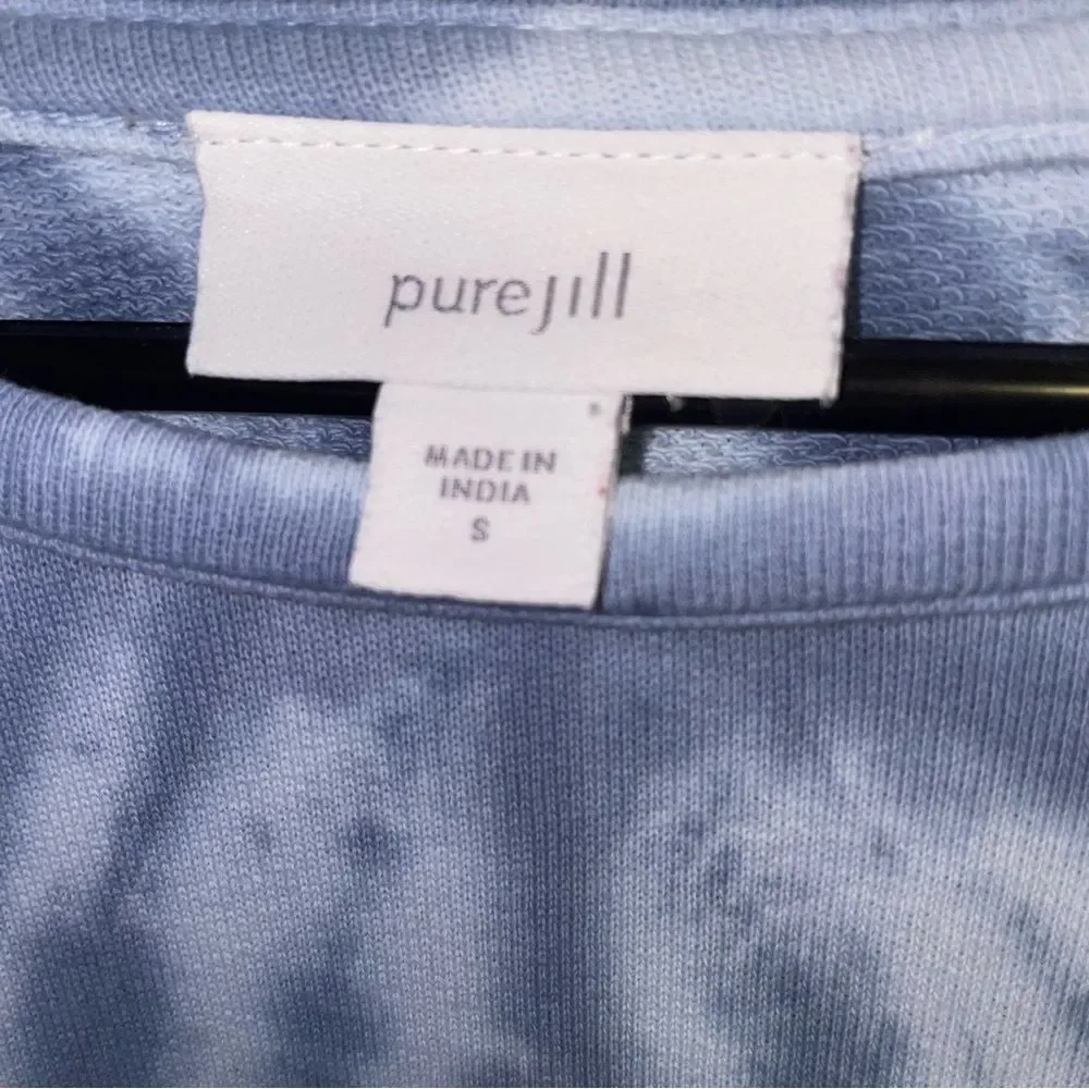 Pure Jill by J Jill S Blue Boho Tie-Dye Long Sleeve Tee Cotton Knit